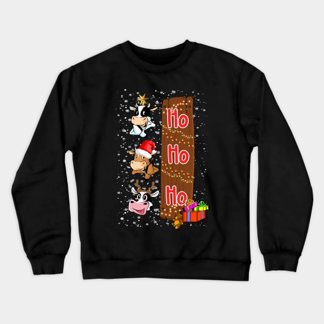 Christmas Heifer Santa Hat Christmas Lights Cow Lovers Crewneck Sweatshirt by reginaturner